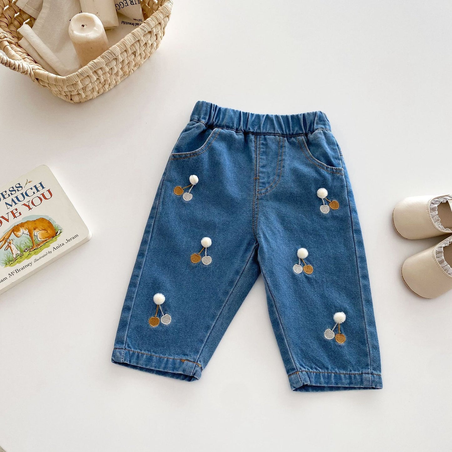 Jeans - pom pom cherries