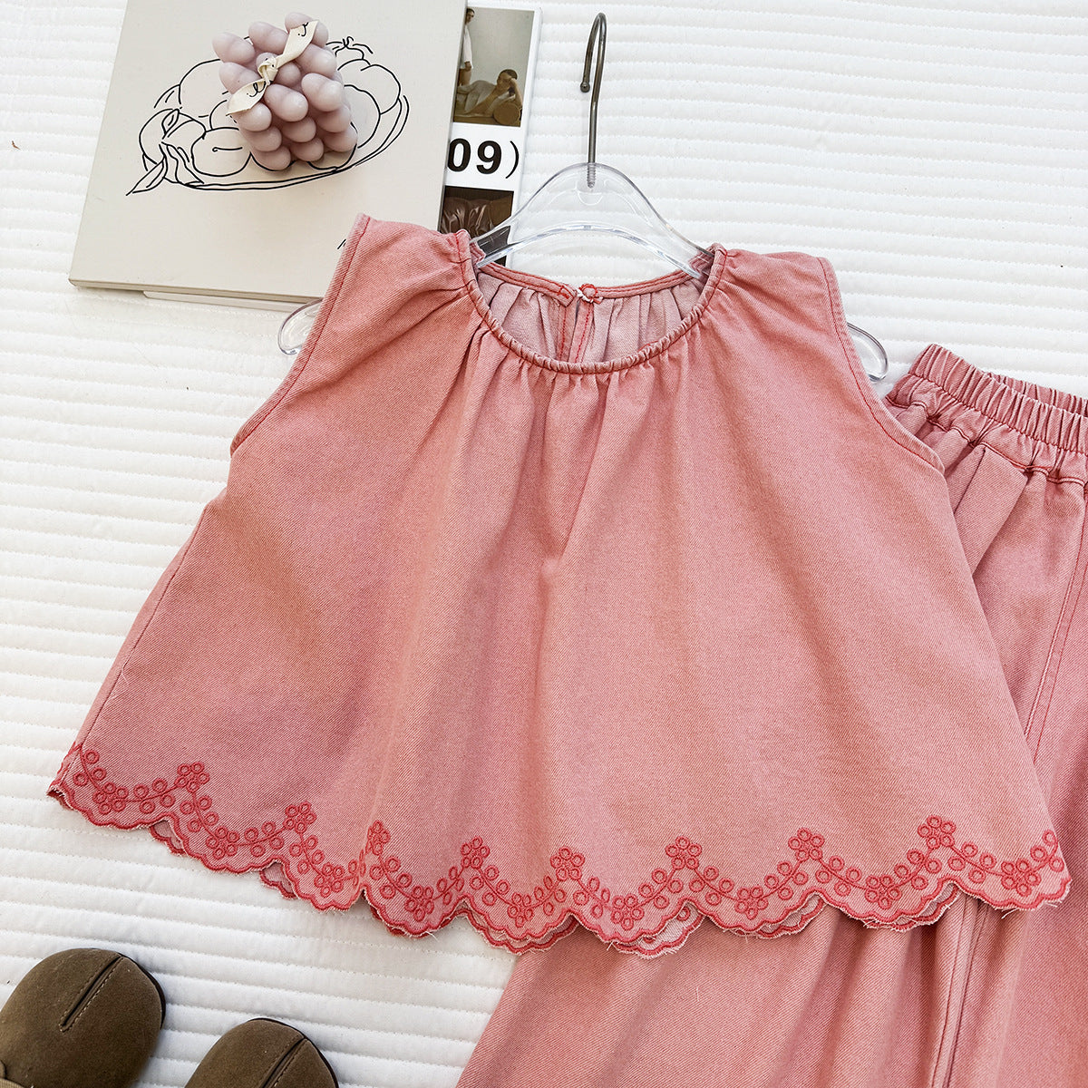 Blush Scallop Wide-Leg Pant Set