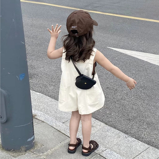 Vintage Cream Overall Shorts Set