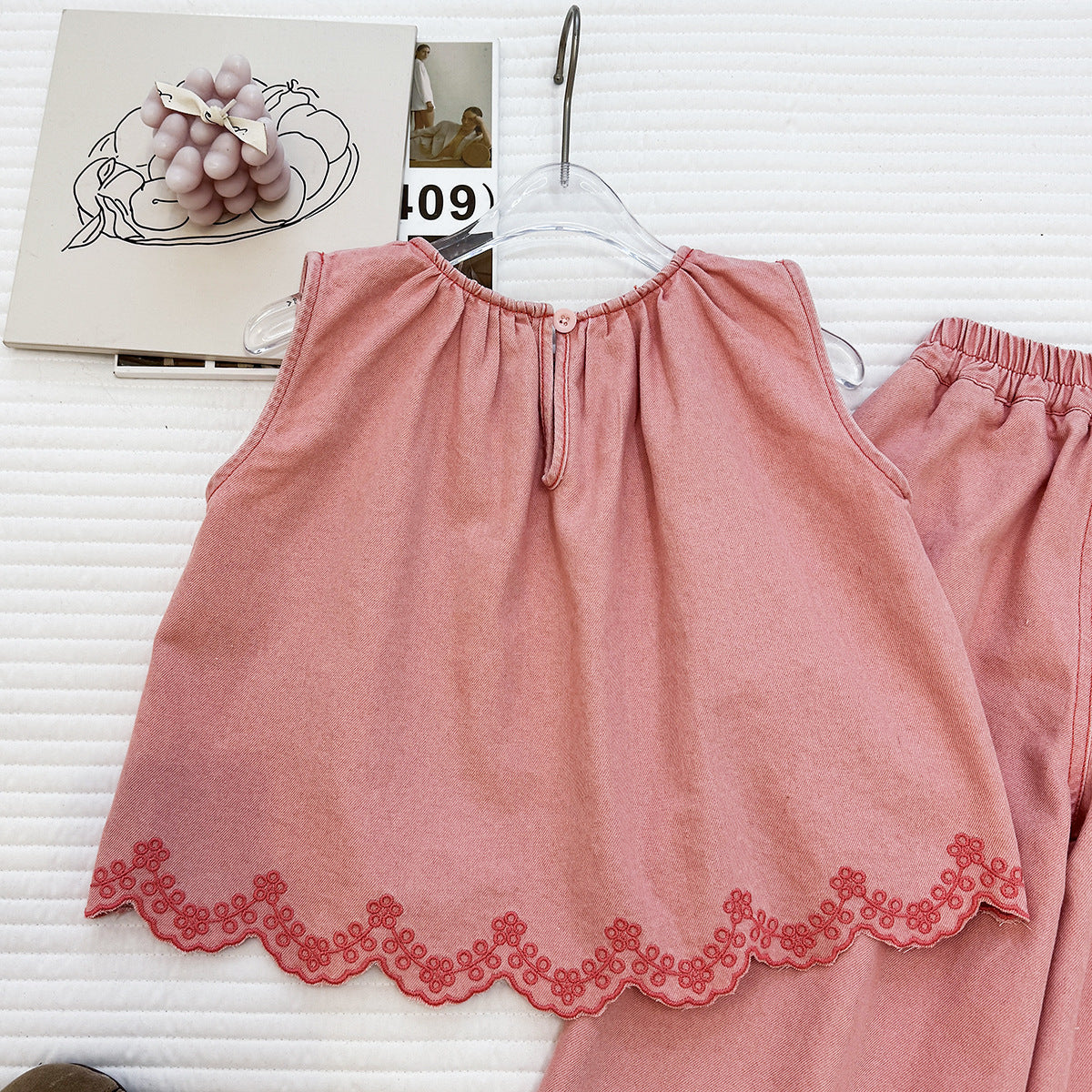 Blush Scallop Wide-Leg Pant Set