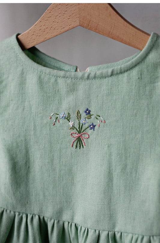 Sage Everyday Dress – Minimal Embroidered Dress