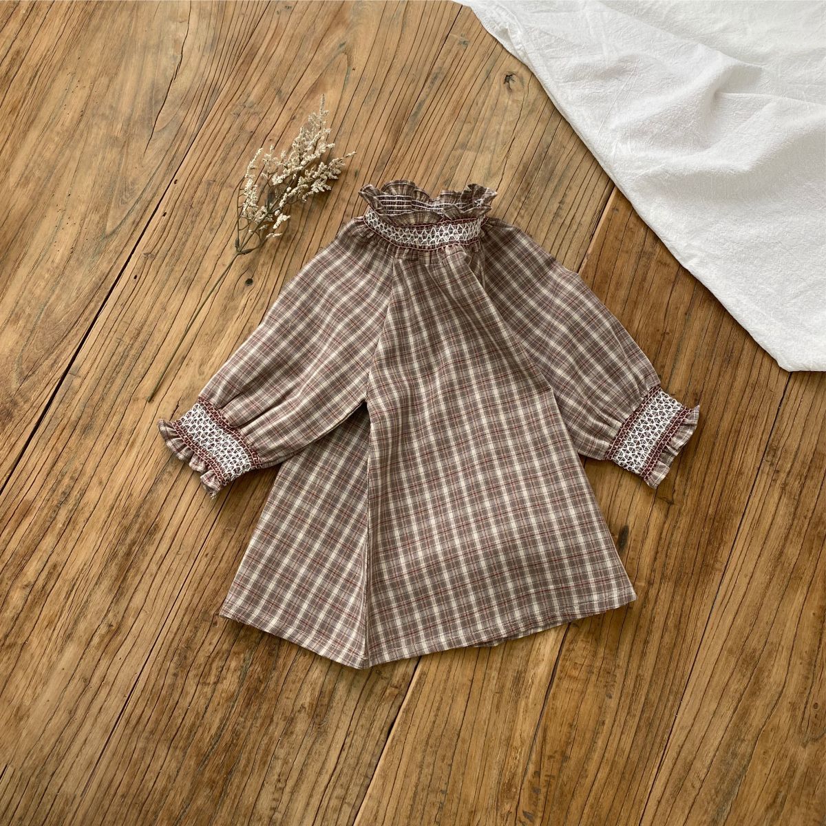 Smocked Plaid Cottage Dress – Toddler Girls’ Long Sleeve Fall Outfit