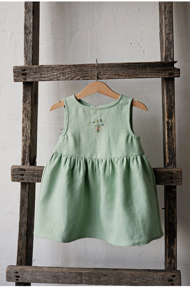 Sage Everyday Dress – Minimal Embroidered Dress