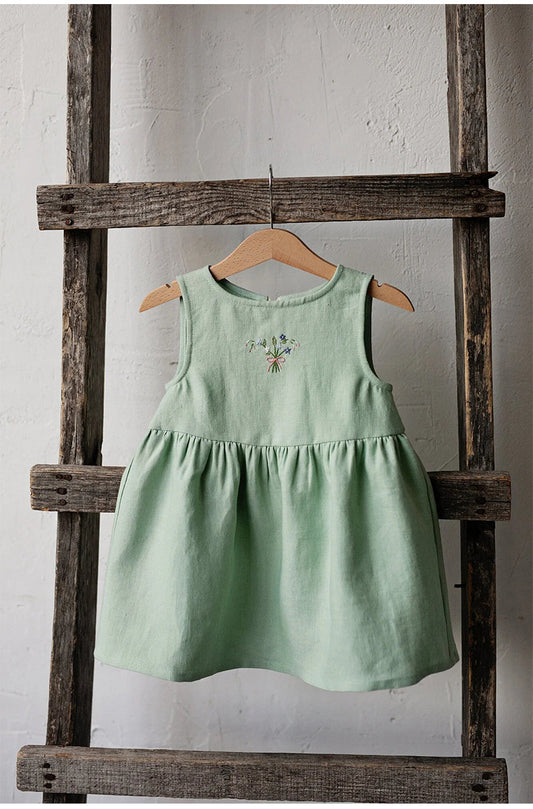 Sage Everyday Dress – Minimal Embroidered Dress
