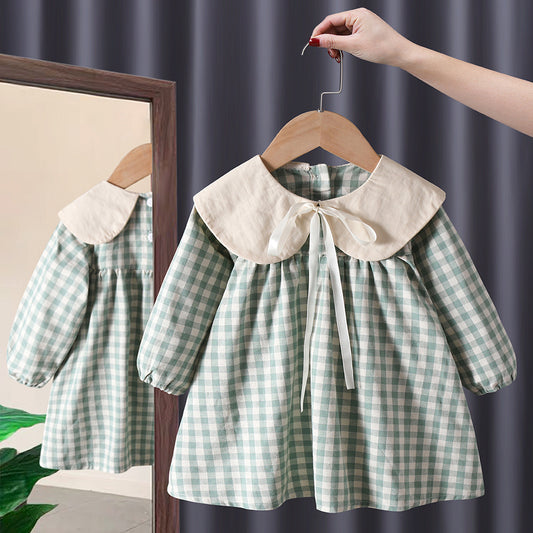 Sage Gingham Collar Dress