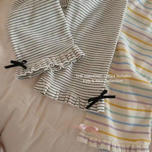 Ruffle Trim Ribbed Pants