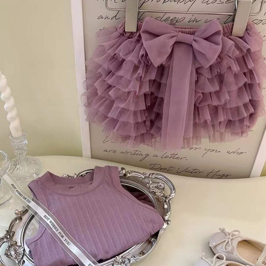 Lavender Set - Ruffle Tutu Dress – Bow Edition