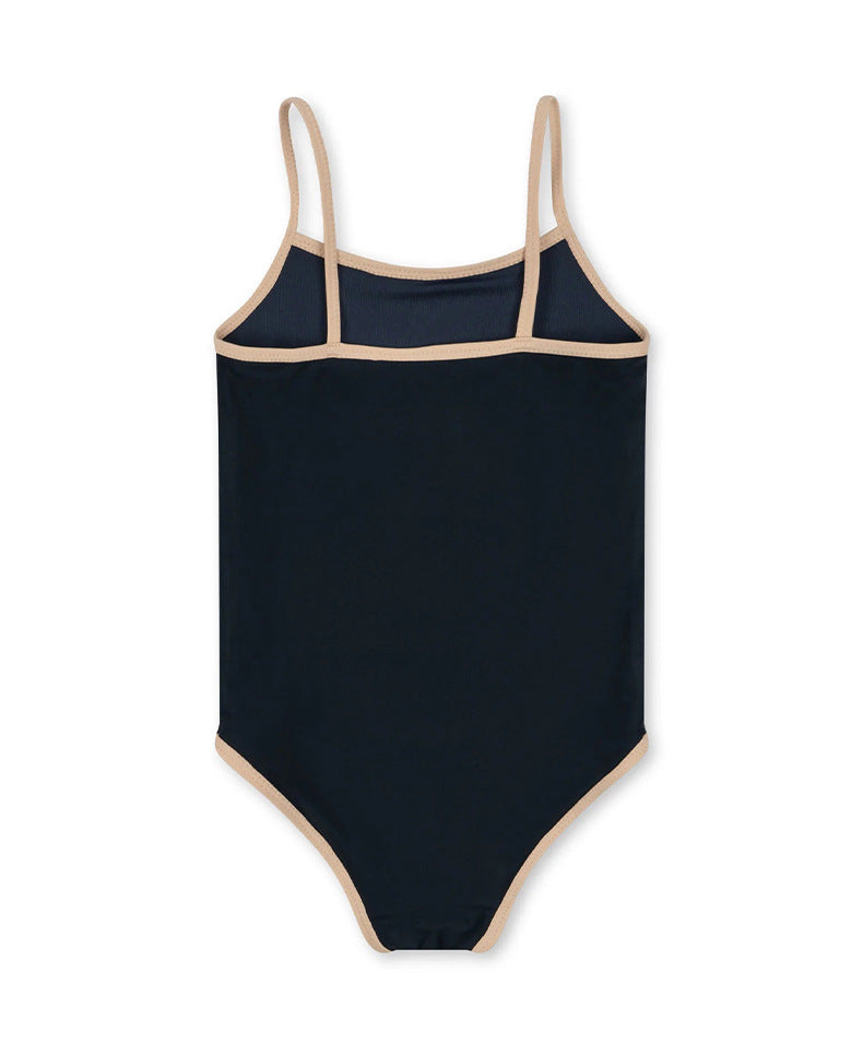 Classic Heart Trim Swimsuit – Minimal One-Piece for Girls