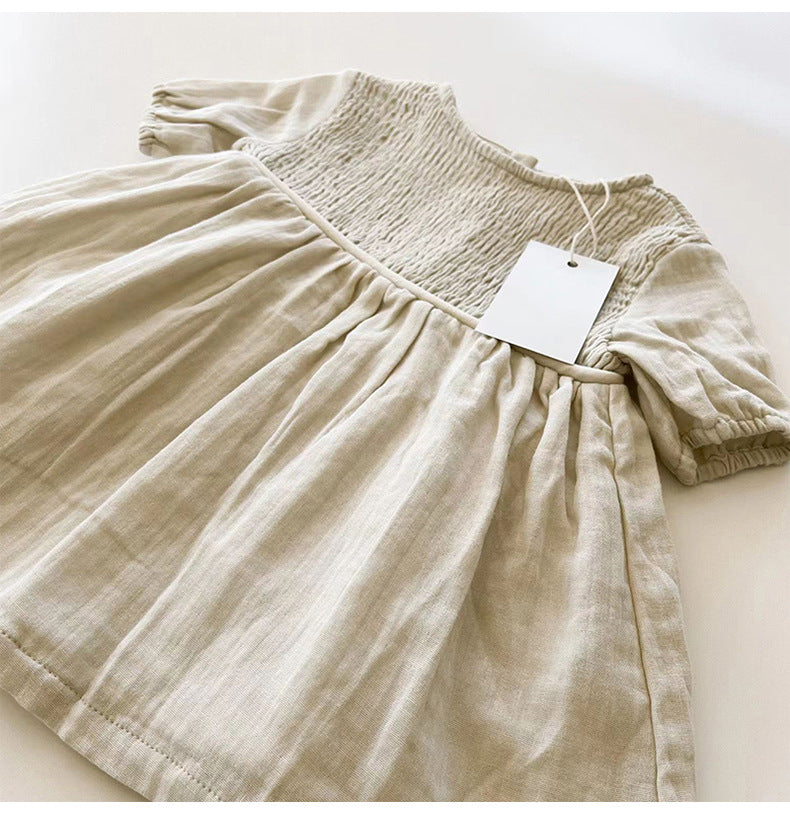 Smocked Linen Dress – Soft White Summer Dress