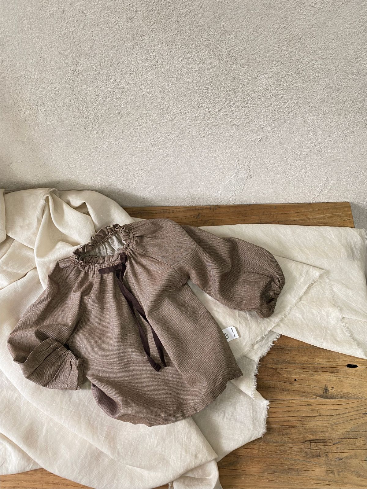 Dark Brown Blouse with Tie