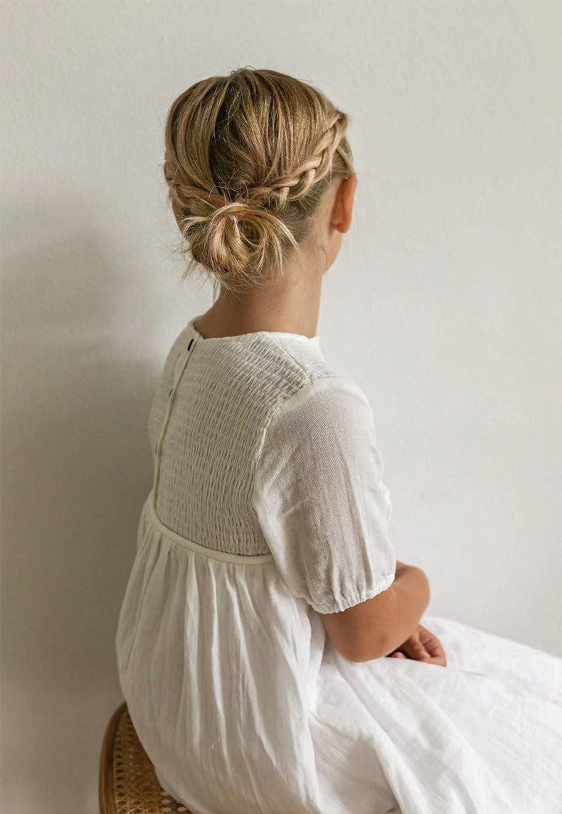 Smocked Linen Dress – Soft White Summer Dress