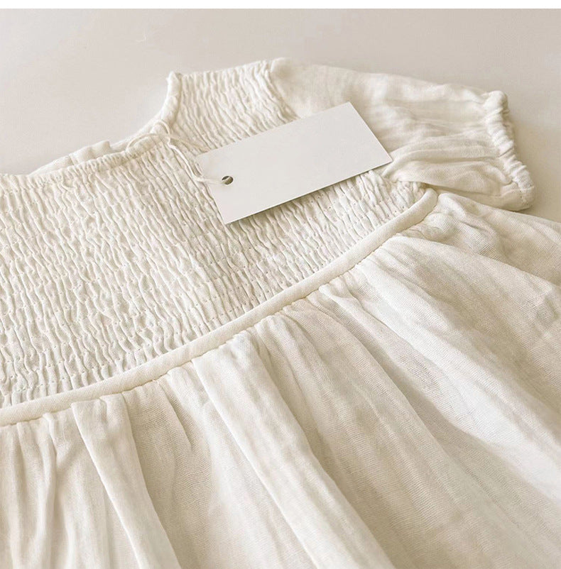 Smocked Linen Dress – Soft White Summer Dress