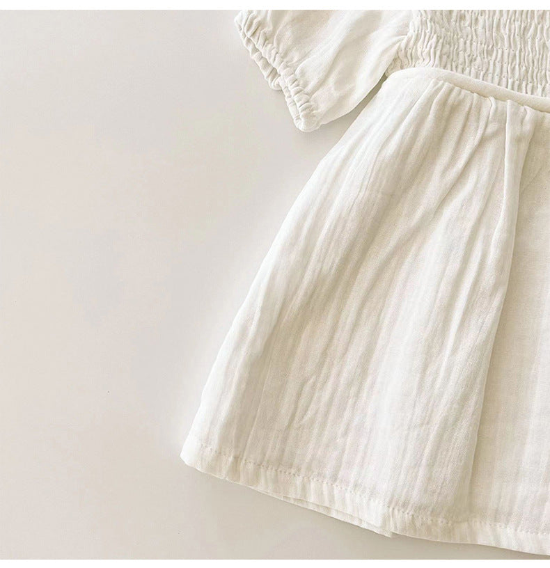Smocked Linen Dress – Soft White Summer Dress