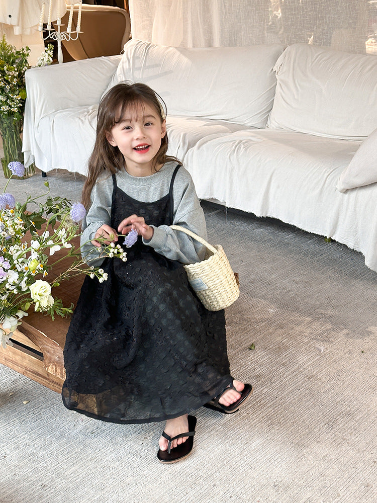 Fall Sweatshirt + Black Dress