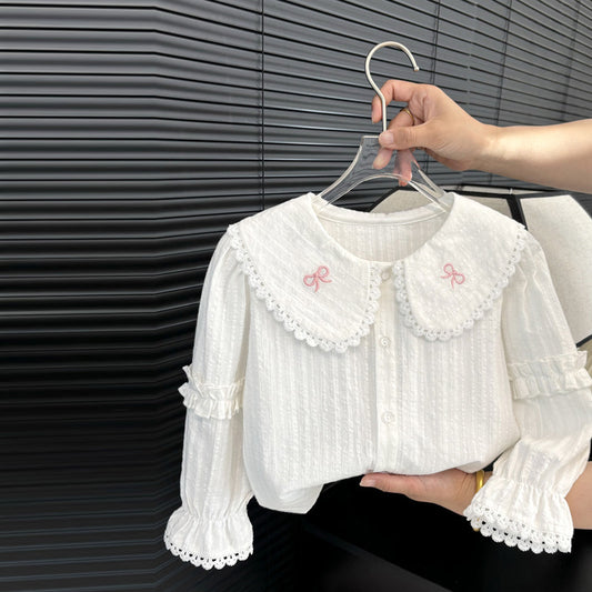 Embroidered Lace Collar Blouse