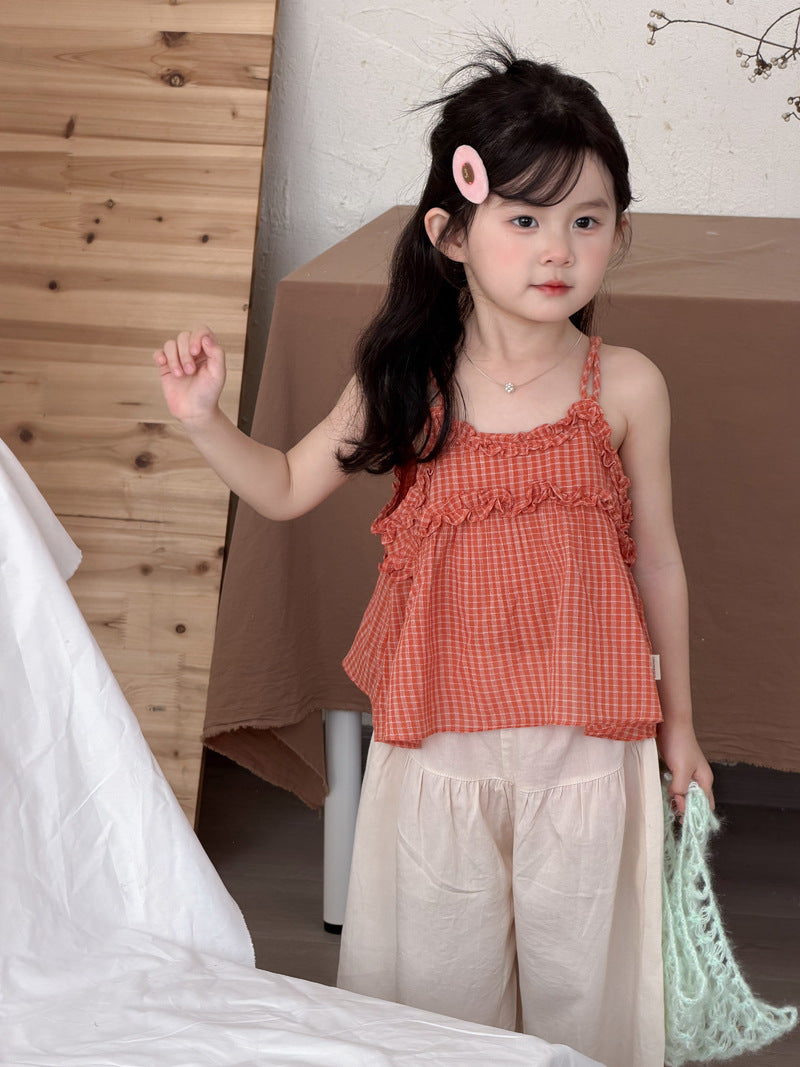 Sunset Gingham Ruffle Tank