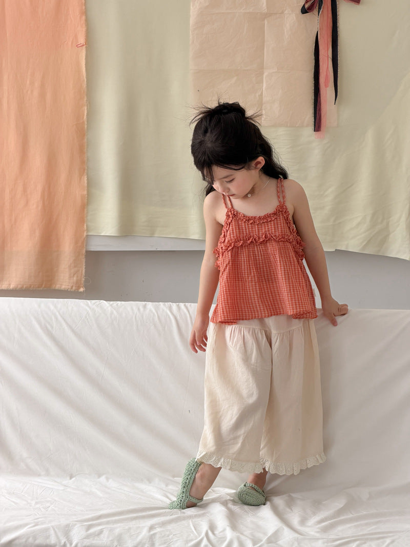 Sunset Gingham Ruffle Tank