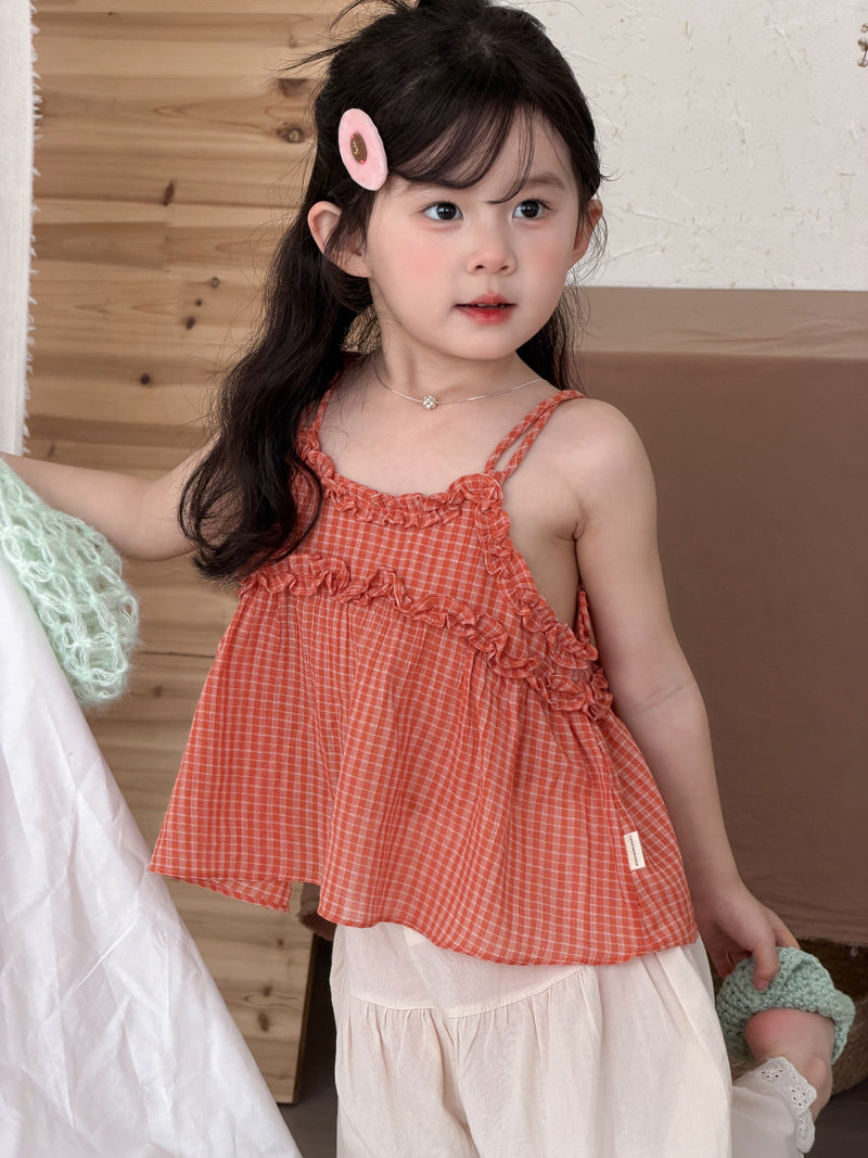 Sunset Gingham Ruffle Tank
