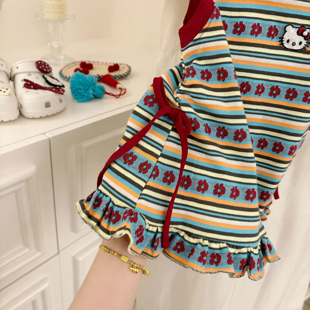 Striped Character Ruffle Dress – Playful Summer Dress