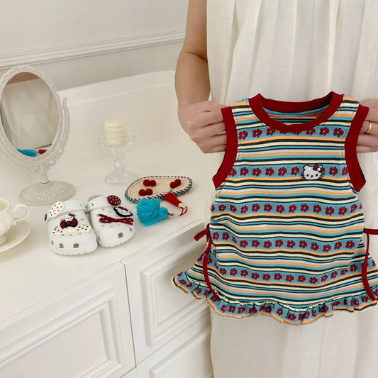 Striped Character Ruffle Dress – Playful Summer Dress