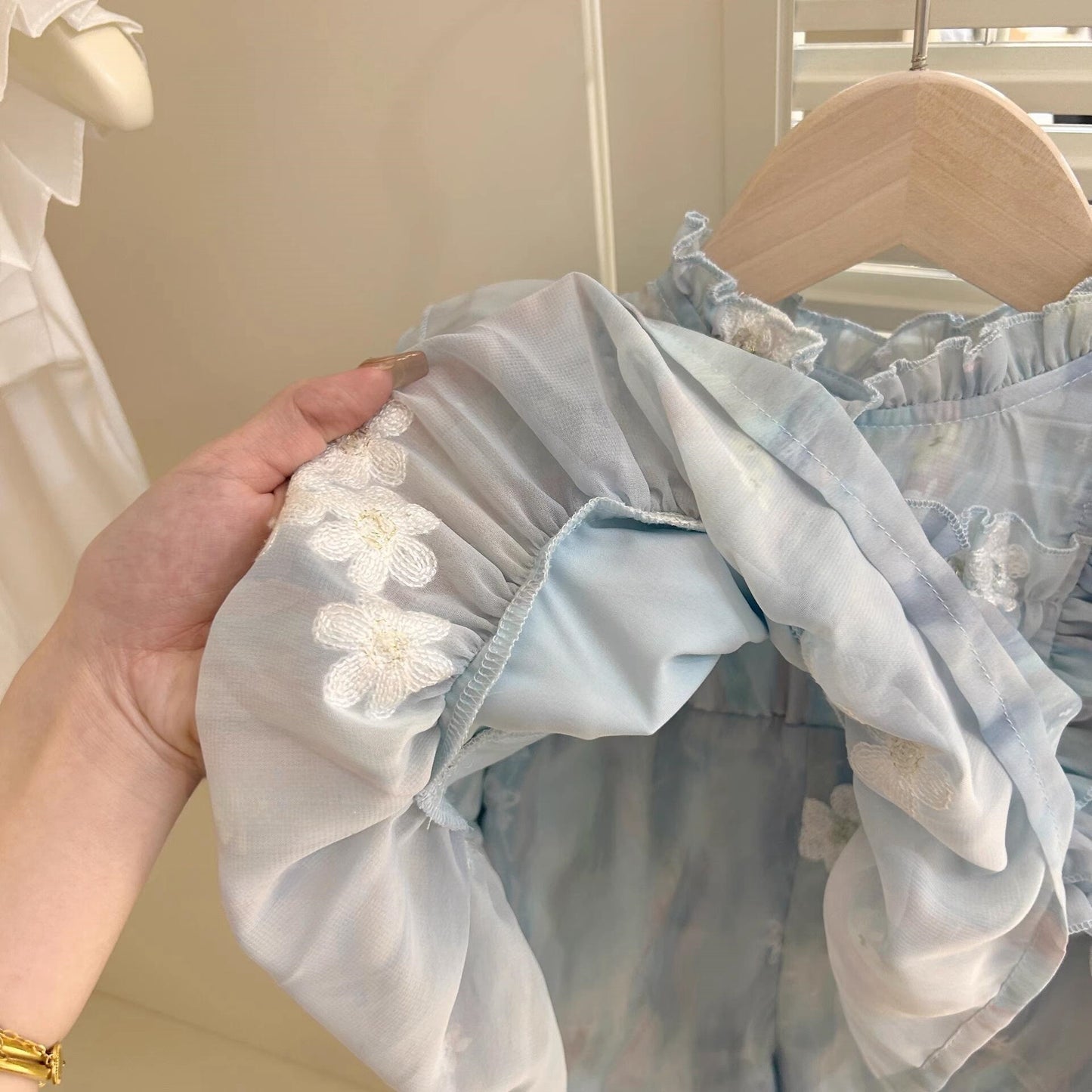 Blue Ruffle Floral Top & Shorts Set