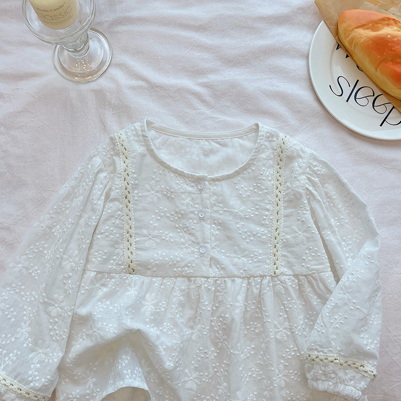 Ivory Floral Eyelet Blouse
