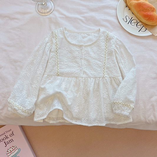 Ivory Floral Eyelet Blouse