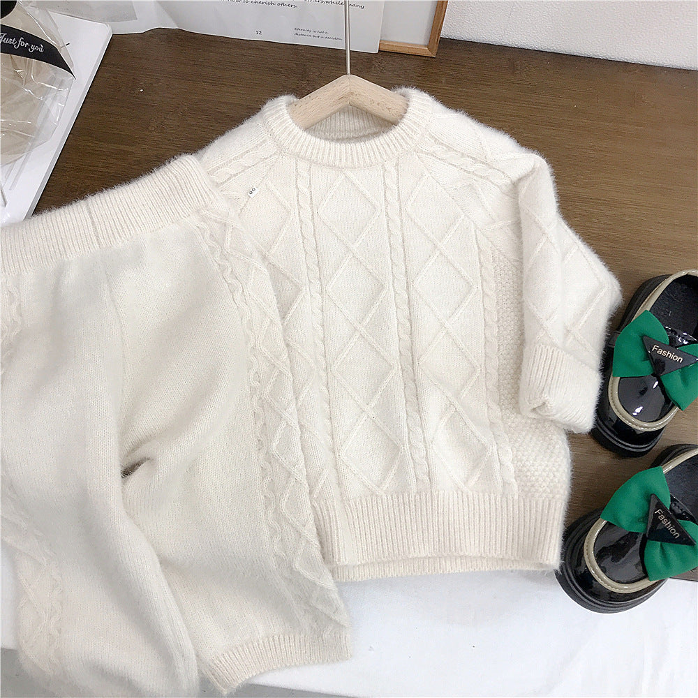 Cozy Cream Cable Knit Set – Toddler Sweater & Pants Outfit