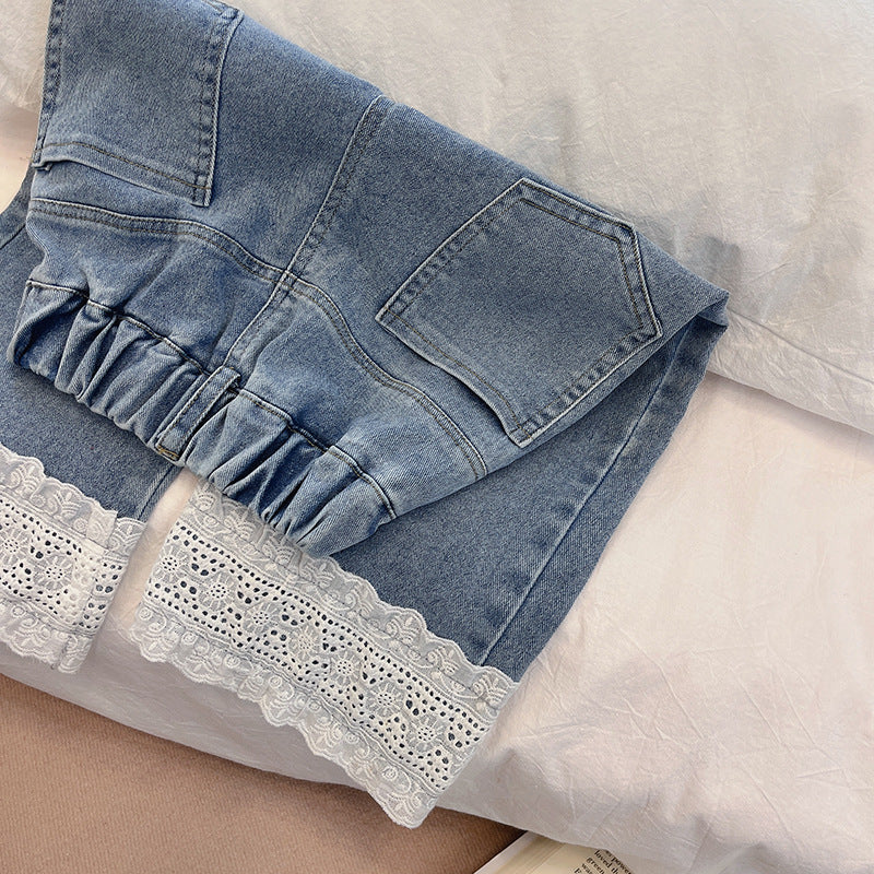 Lace Hem Denim Jeans