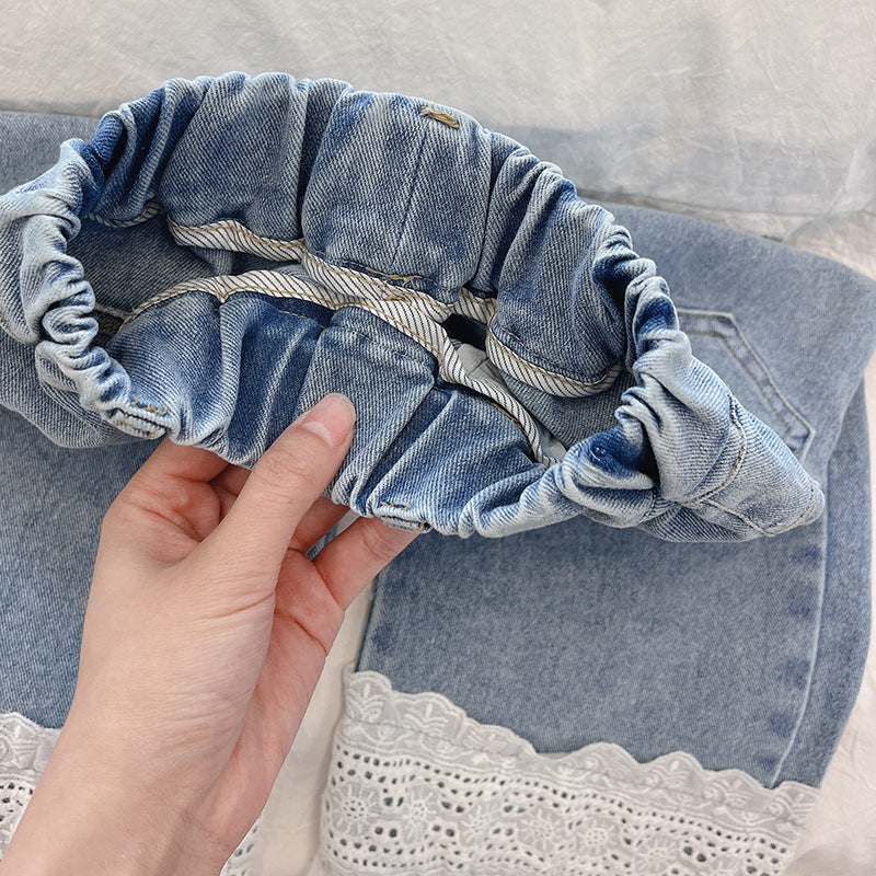 Lace Hem Denim Jeans