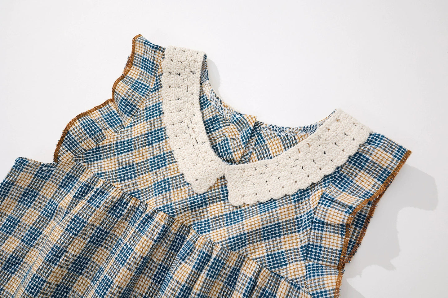 Blue/Beige Plaid Dress