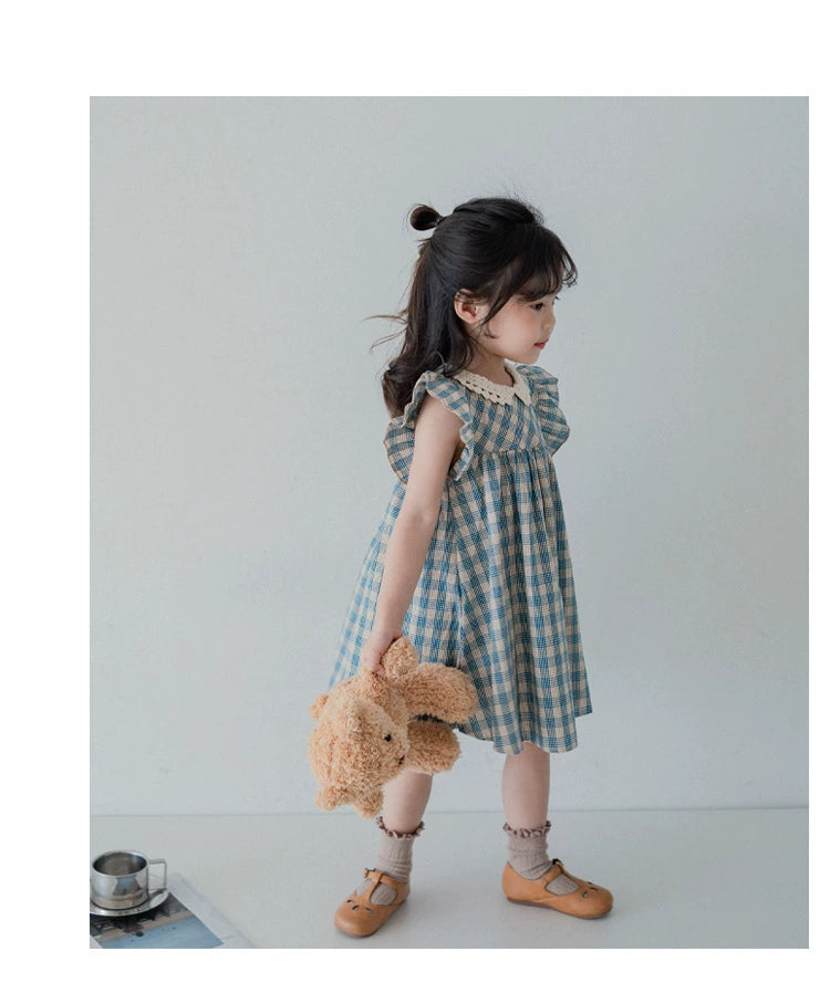 Blue/Beige Plaid Dress