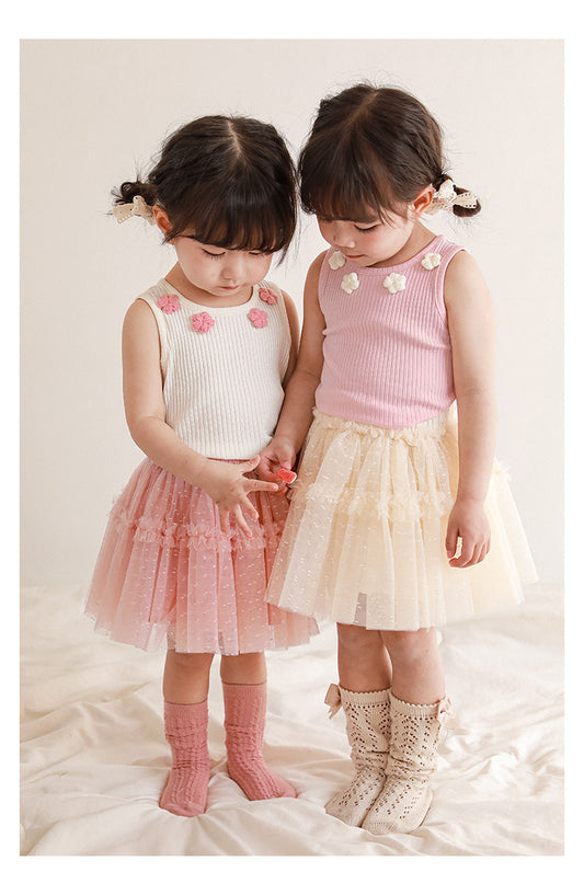 Blossom Knit Tank – Pink and White
