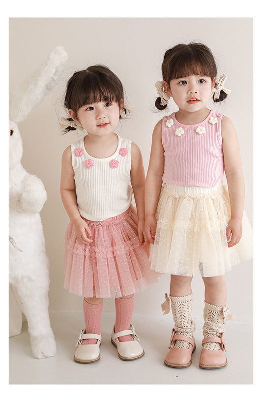 Blossom Knit Tank – Pink and White