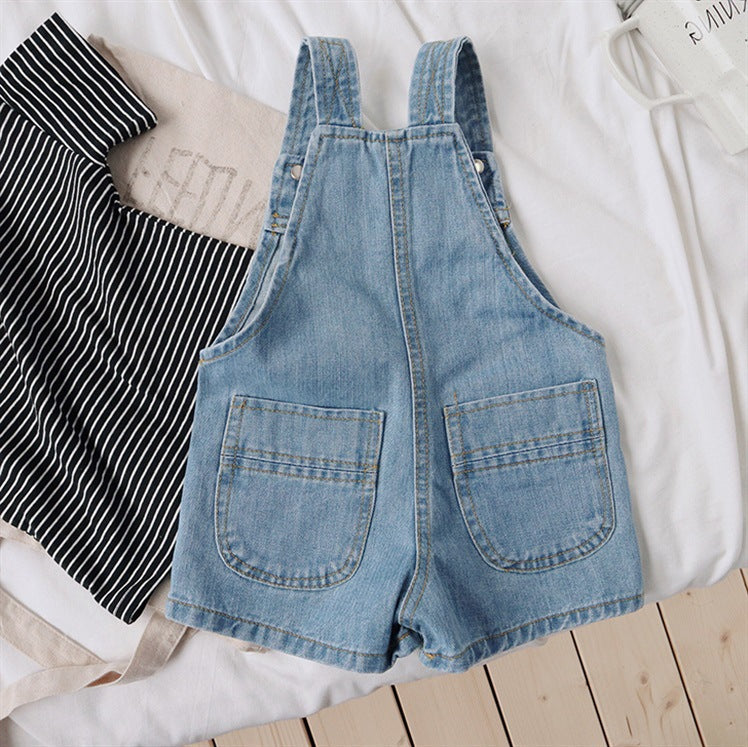 Classic Denim Overall Shorts – Adjustable Strap