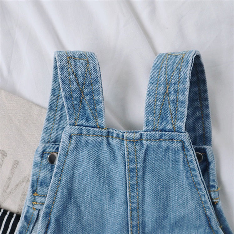 Classic Denim Overall Shorts – Adjustable Strap