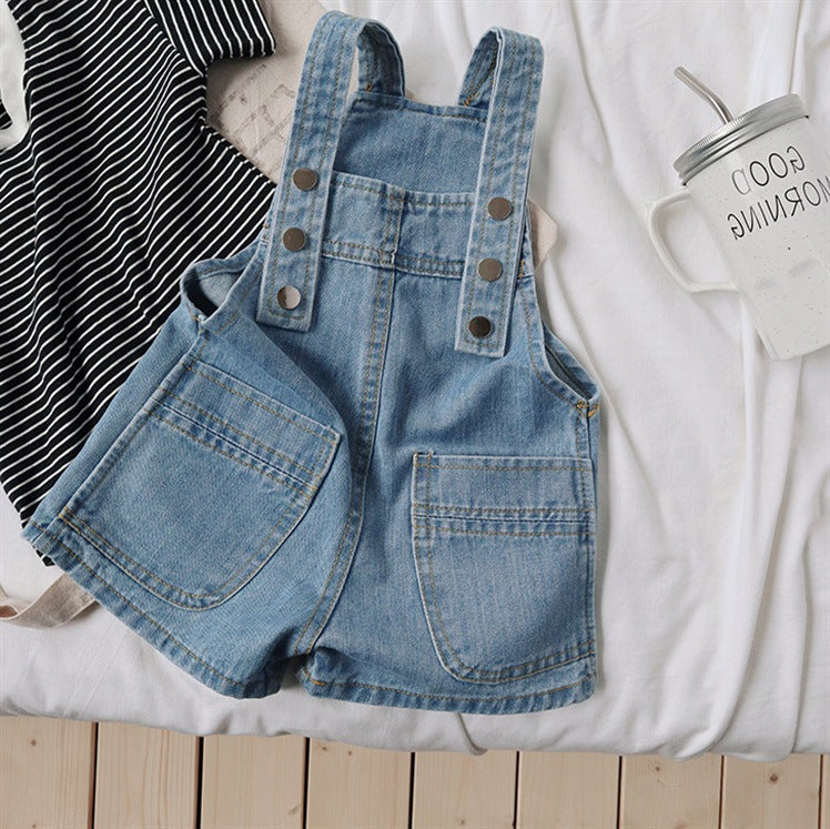 Classic Denim Overall Shorts – Adjustable Strap