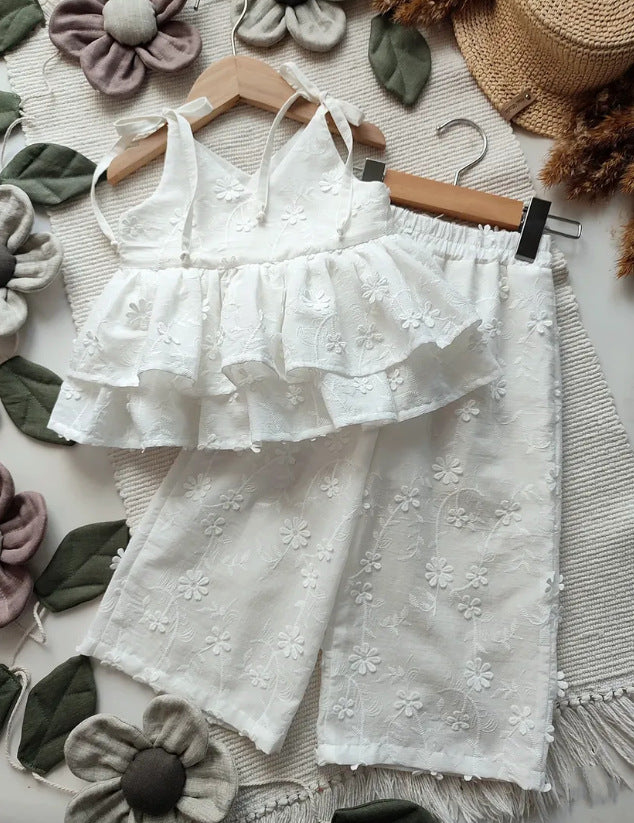 Heirloom Lace 2-Piece Set – Ruffle Top & Wide Leg Pants