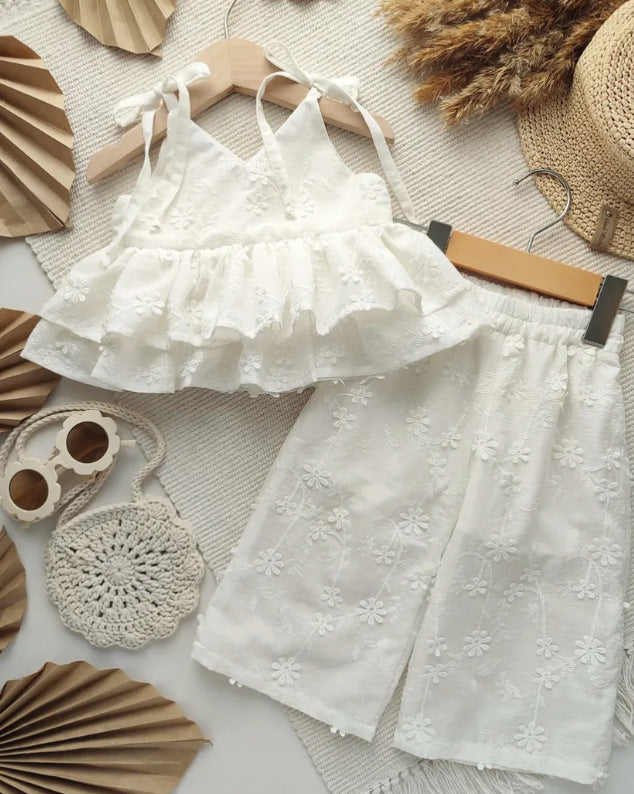 Heirloom Lace 2-Piece Set – Ruffle Top & Wide Leg Pants