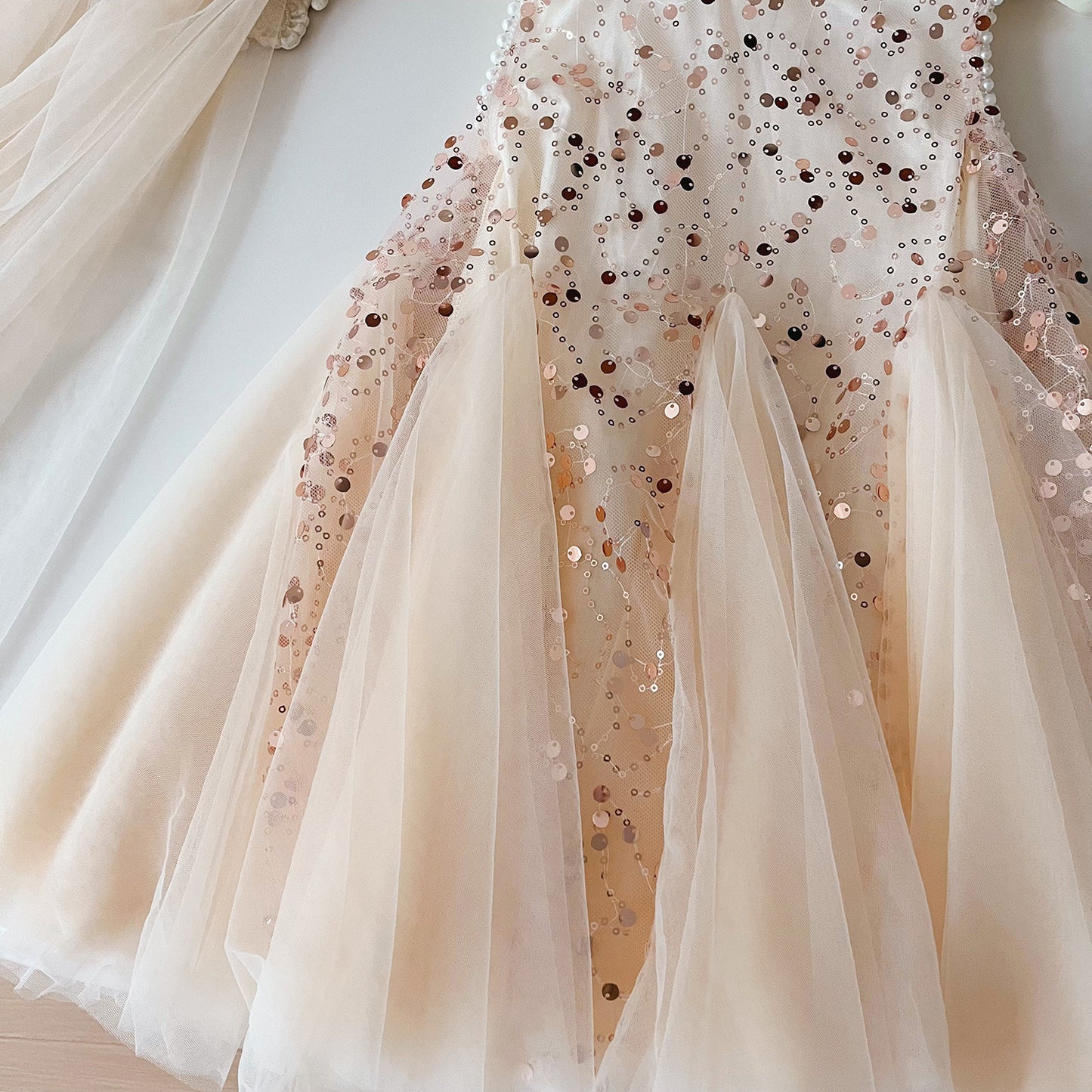 Champagne Sparkle Princess Dress & Head Set