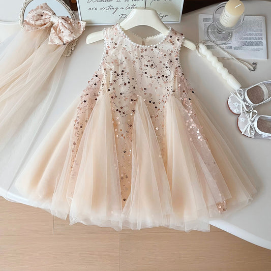 Champagne Sparkle Princess Dress & Head Set