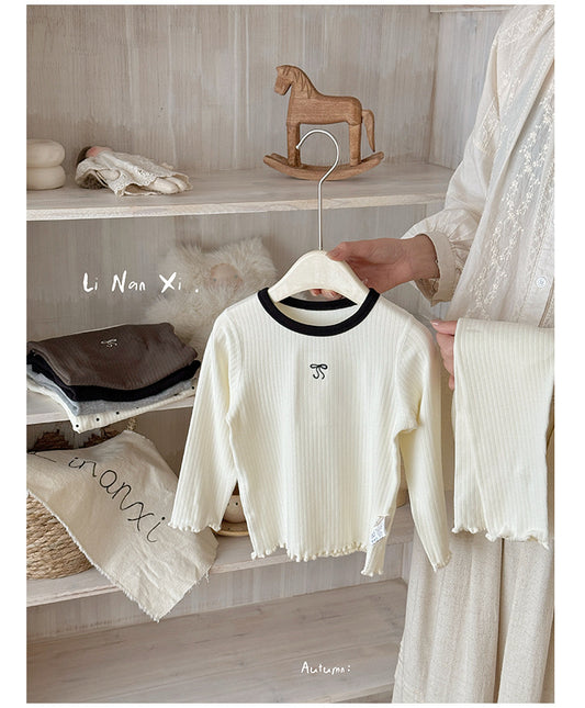 Neutral Ribbed Lounge Set – Toddler Girls’ Cotton Long Sleeve Outfit