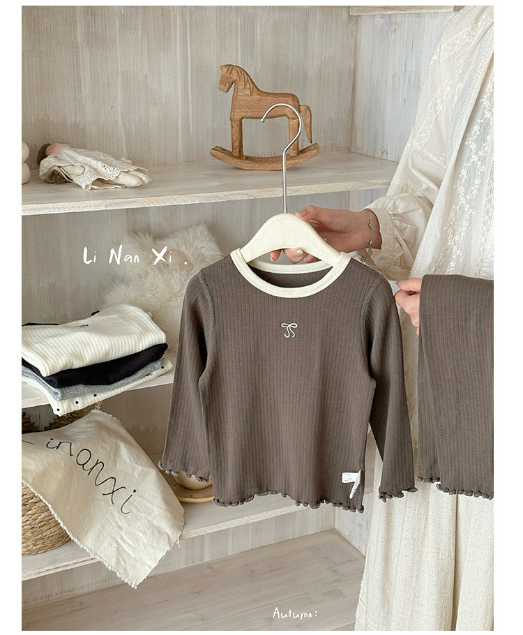 Neutral Ribbed Lounge Set – Toddler Girls’ Cotton Long Sleeve Outfit