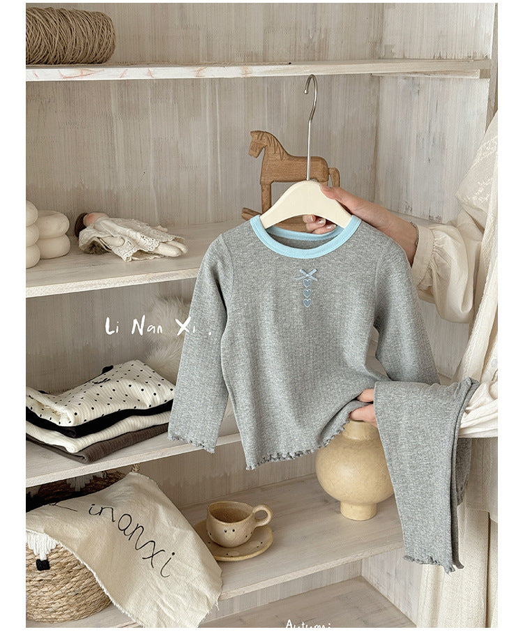 Neutral Ribbed Lounge Set – Toddler Girls’ Cotton Long Sleeve Outfit