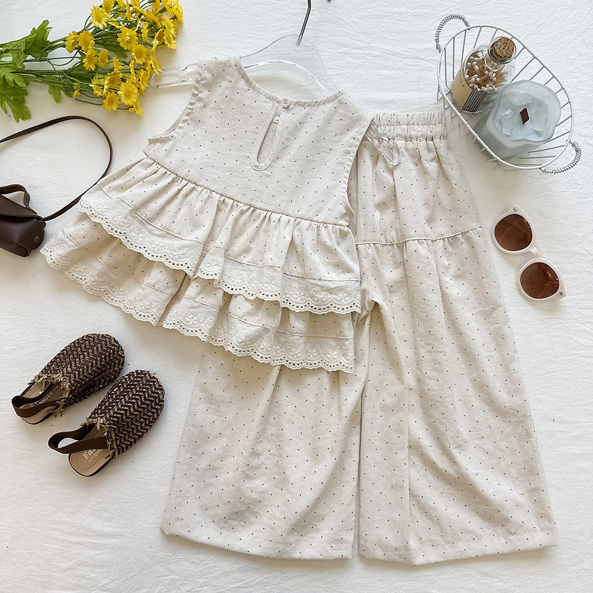 Vintage Lace Tiered Pant Set
