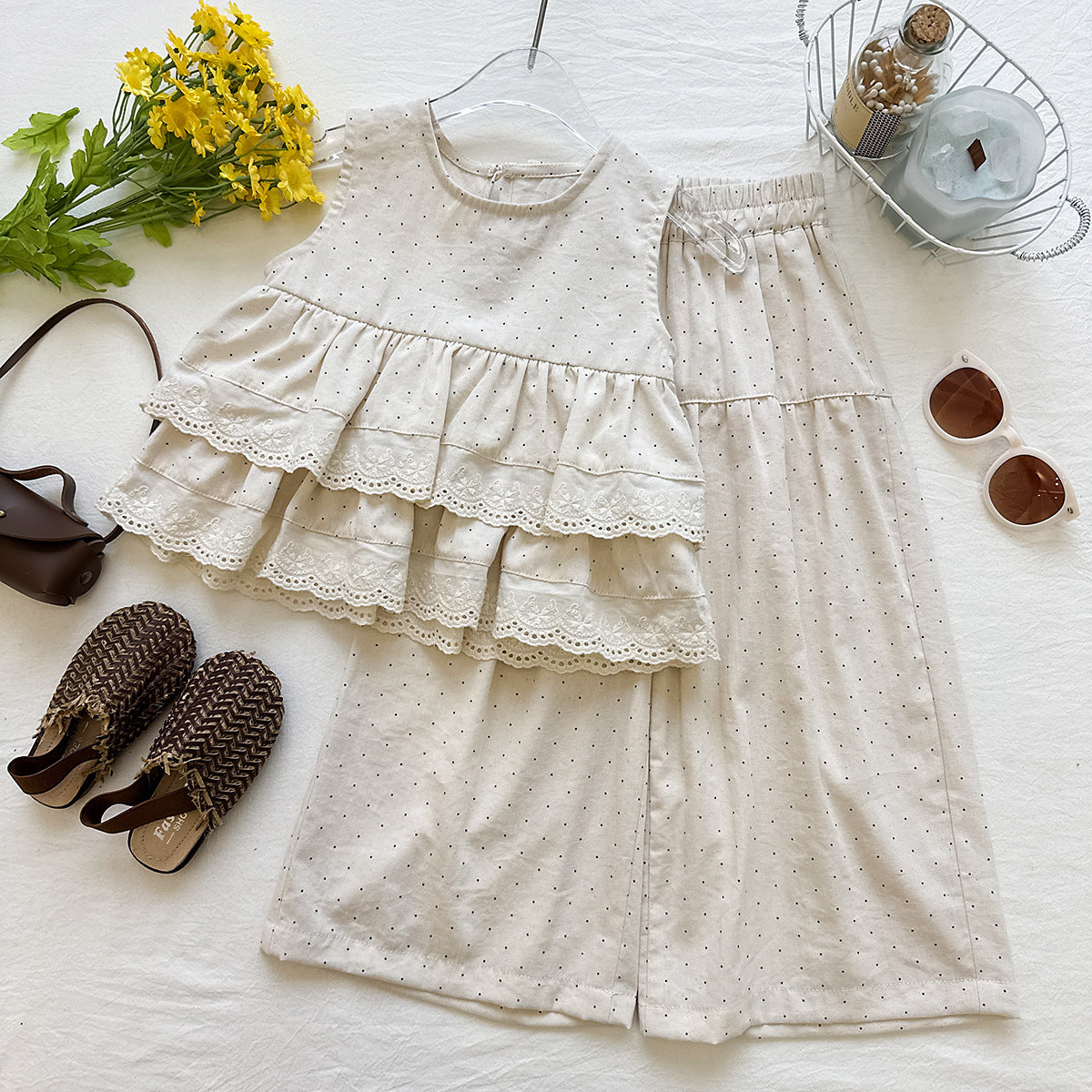 Vintage Lace Tiered Pant Set