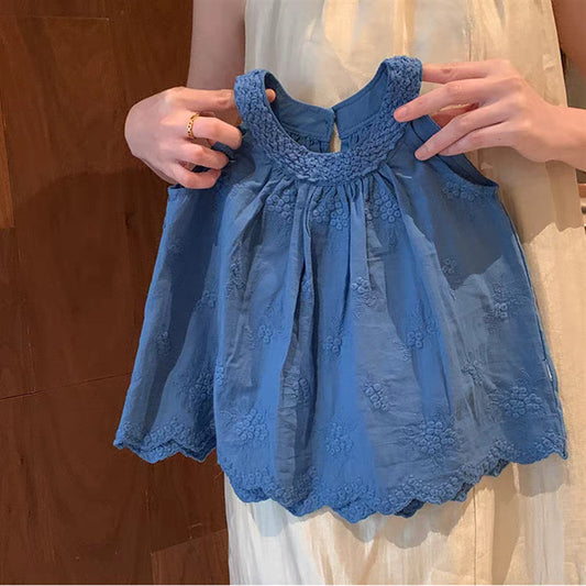 Blue Eyelet Lace Top & Pants Set