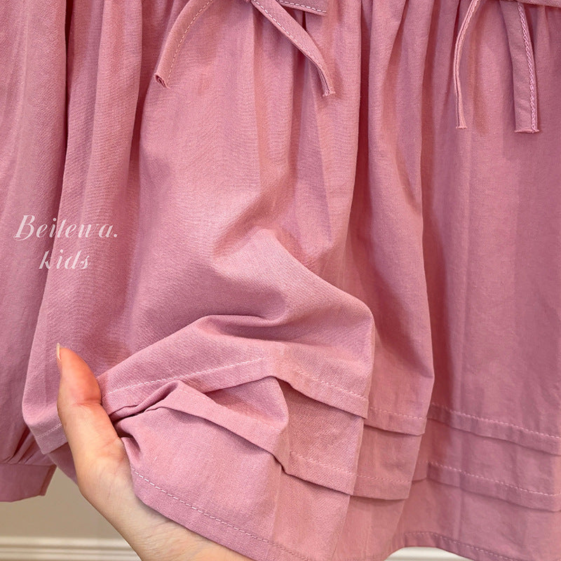 Blush Bow Peplum Top – Toddler Girls’ Puff Sleeve Blouse