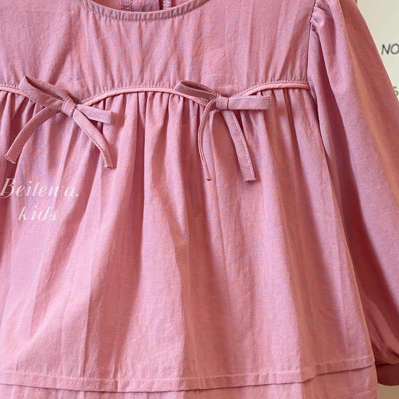 Blush Bow Peplum Top – Toddler Girls’ Puff Sleeve Blouse