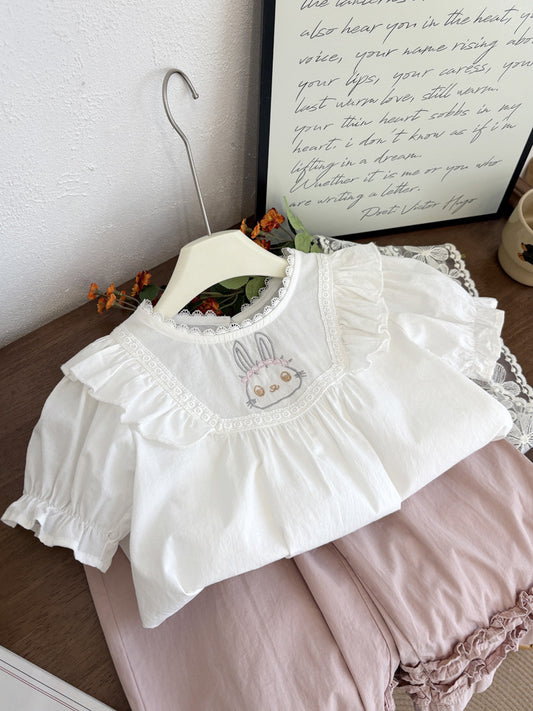Bunny Love Ruffle Blouse – White